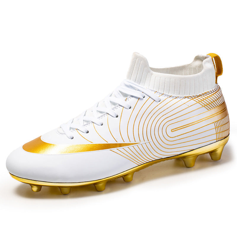 Men's High-Top Soccer Cleats for Firm Ground and Turf Training