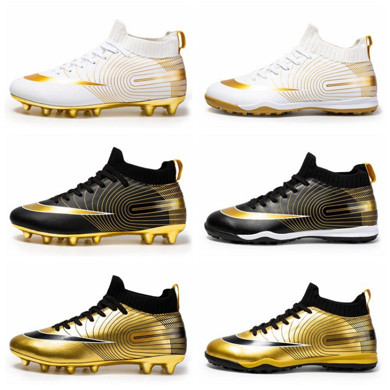 Men's High-Top Soccer Cleats for Firm Ground and Turf Training