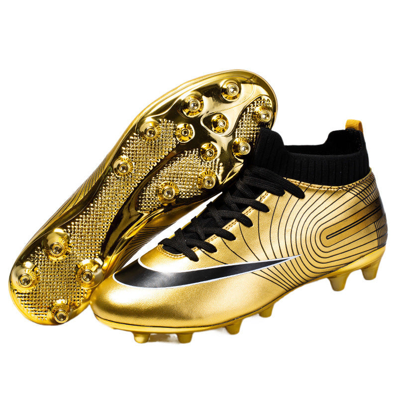 Men's High-Top Soccer Cleats for Firm Ground and Turf Training